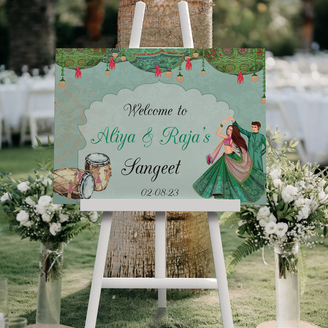 Pastel Green Sangeet Welcome Sign