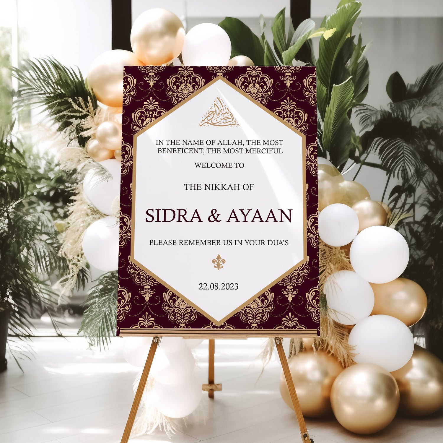 Red and Beige Nikkah Welcome Sign – Seraphic Secrets