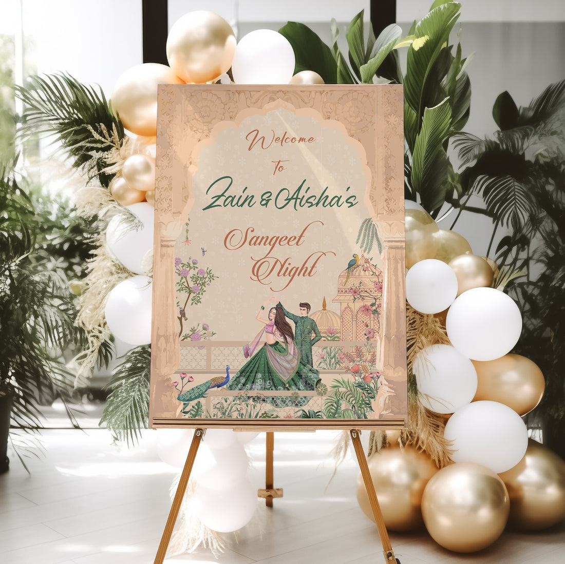 Vintage beige Sangeet Welcome Sign